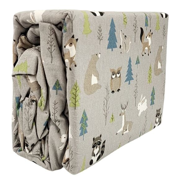 Ryland Collection Heavy Weight Cotton Flannel Sheet Set Twin Size 3pc Gray Multi - Picture 4 of 10